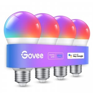 promo Govee Ampoules WiFi et Bluetooth Intelligentes, Fonctionne avec Alexa, Google Assistant Home App, Synchronisation de Musique,16 Millions de Couleurs DIY RGBWW,lot de 4