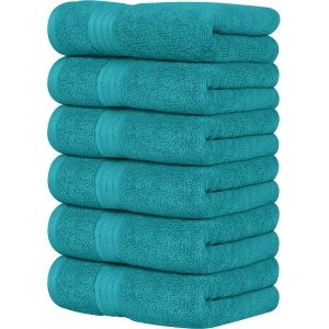 promo Utopia Towels - Lot de 6 Serviettes de Toilette de Luxe, (41 x 71 CM) 100% Coton filé, légères et très absorbantes pour la Salle de Bain, Le Voyage, Le Camping, l'hôtel et Le Spa (Turquoise)