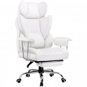 promo GTPLAYER Chaise Gaming, Ergonomique Fauteuil de Bureau avec Support Lombaire à Ressorts ensachés, Siège Large avec Accoudoirs Souple et Repose-Pieds, Réglable en Hauteur, Blanc