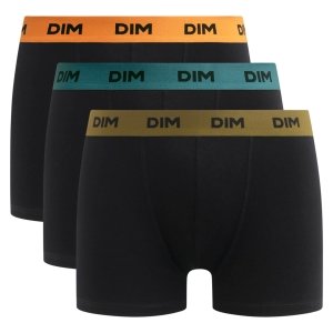 promo DIM Boxer Homme Mix and Colors x3, Noir ceinture orange/bleu/vert, M