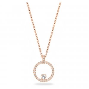 promo Swarovski Pendentif Creativity, forme circulaire, cristaux, placage de ton or rosé, blanc