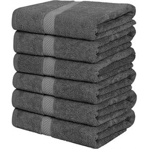 promo Utopia Towels Lot de 6 Serviettes de Bain, 100% Coton filé 60 x 120 CM Serviettes légères et très absorbantes à séchage Rapide, Serviettes de qualité supérieure pour hôtel, Spa et Salle de Bain Gris