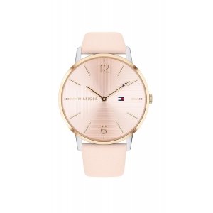 promo Tommy Hilfiger Montre Analogique à Quartz pour femme avec Bracelet en cuir Rose - 1781973