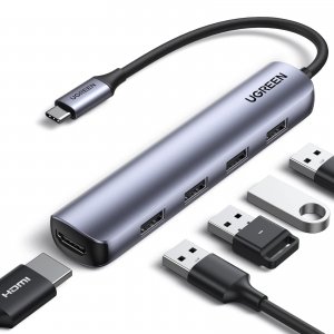 promo UGREEN Hub USB C HDMI 4K avec 4 Ports USB 3.0 5Gbps 5 en 1 Adaptateur USB C vers HDMI Multiport USB Compatible avec iPhone 16 Plus Pro Max 15 MacBook iPad Pro Air 2024 Surface Pro Galaxy S24 Tab S9