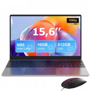 promo MAXLEGEN Ordinateur Portable 15,6 Pouces, 16 Go DDR4 512 Go SSD, in-tel Quad-Core N95(Jusqu'à 3,40 GHz), PC Portable léger avec Double Wi-FI, BT5.0, USB 3,0, Tapez C, Mini HDMI, Souris Incluse