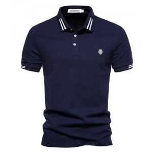 promo Aotoyou Polo Shirts Homme Sports Golf à Manches Courtes Outdoor T-Shirt D'été Respirant Bleu Marine L
