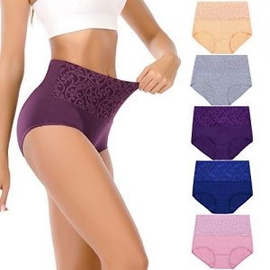 promo Senllori Lot de sous-vêtements Taille Haute en Coton pour Femme avec contrôle du Ventre Lot de 5, Multicolor Taille M