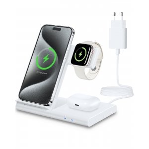 promo Chargeur Induction 3 en 1 pour iPhone 16 15/14/13/12/11/Pro/Max/XS/XR/X/8/Plus, Chargeur Rapide sans Fil pour iWatch 9/8/Ultra 2/7/6/SE/5/4/3/2, Station de Charge pour AirPods 2/3/Pro/Pro2