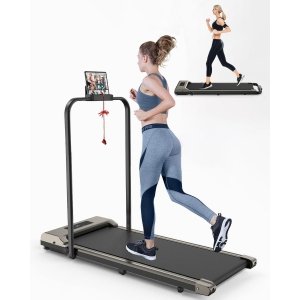 promo HomeFitnessCode Tapis de Course Pliable 2 en 1,10 km/h - Tapis de Marche, Moteur 2.5 HP- Walking Pad Électrique, Surface Large 43 cm, Télécommande, Écran LCD, Capacité 130 kg (Gris)