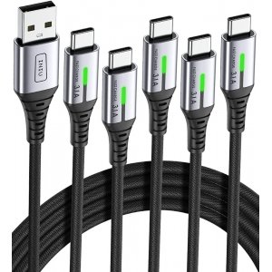 promo INIU Câble USB C [Lot de 5], Cable USB vers USB C 3,1A Charge Rapide, Cable Type C en Nylon pour Chargeur iPhone 15 Samsung Galaxy S22 S21 S10 S9 Google Pixel 7 Pro iPad OnePlus Huawei (1+1+2+2+0.5m)