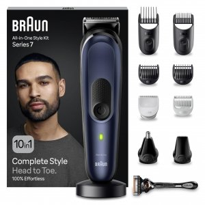 promo Braun Tondeuse Tout-En-Un Series 7 MGK7421, 10-en-1 Kit Pour Barbe, Cheveux, Corps & Bien Plus