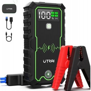 promo UTRAI 6000A Booster Batterie, 27000mAh Booster Batterie Voiture Démarrage de Voiture (Jusqu’à 8.5 L Essence All Gazole) 12V Jump Starter avec Lampe à LED, Boussole, Marteau de Sécurité