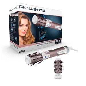 promo Rowenta Brosse rotative à air chaud, Poils naturels, Enduit de kératine de cachemire, Protège les cheveux, 2 accessoires inclus, Brush Activ Premium Care CF9540F0