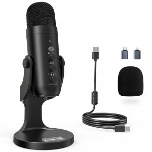 promo zealsound USB Microphone à Condensateur, Micro Gaming pour PC Phone Ordinateur Portable et PS4&5, avec Muet/Écho/Réduction du Bruit, pour Streaming, Enregistrement,Vocal,Podcast,Twitch, ASMR,K66 Noir