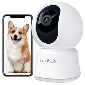 promo LAXIHUB 2K Caméra Surveillance WiFi Intérieur, 2,4GHz Caméras WiFi avec Vision Nocturne, 355° PTZ Caméra Chien, Suivi Automatique, Audio Bidirectionnel, Compatible Alexa et Google