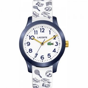 promo Lacoste Montre Analogique à Quartz pour enfants avec Bracelet en Silicone Blanc/Bleu - 2030011