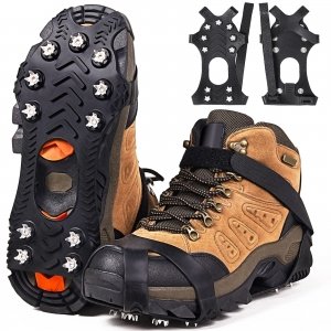 promo Crampons, Crampon Chaussures Neige et Glace de Randonnée, Antiderapant Hiver Verglas Marcher [Acier-Inoxydable]