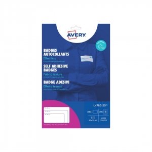 promo AVERY - 200 Badges Adhésives pour Textile en Soie d'Acétate Blanche - Format 80 x 50 mm - Impression Laser