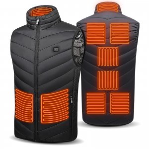 promo Veste Chauffante Homme Femme, Gilet Chauffant Electrique USB, Doudoune Chauffante Hiver Impermeable Lavable, Vetement Chauffant 3 Niveaux de Réglages Chauffage pour Moto Pêche Chasse Camping (L)