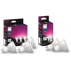 promo Philips Hue white and color ambiance, lot de 5 ampoules connectées GU10, compatible Bluetooth, fonctionne avec Alexa, Google assistant et Apple Homekit