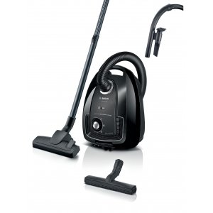 promo Bosch, Aspirateur avec Sac, GL38, Compact, léger, éco Responsable, Sac à poussière XL 4 L, Rayon d'action 10m, Filtre hygiénique PureAir, Fabriqué en Allemagne, Noir, BGL38BA2H