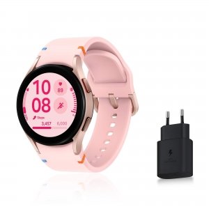 promo Samsung Galaxy Watch FE, Montre connectée, Suivi de la Santé, Suivi de Fitness, Bluetooth, 40mm, Or Rose, Chargeur Secteur Rapide Inclus, Version FR