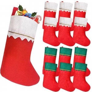 promo XineYuor 12PCS Grandes Chaussette de Noël Bas de Noël Sacs Cadeaux de Noël Cadeau de Décoration Ours Chaussettes Noël a Suspendre pour la Décoration de Noël et de Fêtes Familiales