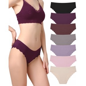 promo Levao Lot de 7 Culotte sans Couture Femme Invisible Slip sous-Vêtements Sexy Extensible Confortables Hipster Bikini Culottes Multiple S-XL