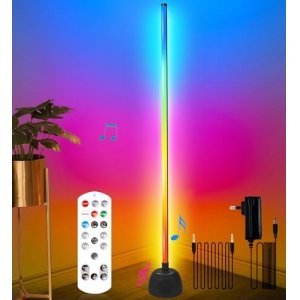 promo DeeprBling Lampadaire LED d'Angle avec Enceinte Bluetooth 20W, 175cm Lampe sur Pied RGB avec Télécommande, Musique Sync, TWS & AUX-Audio, 16 Millions Couleurs Lampe d'Ambiance Moderne pour Salon