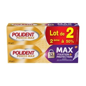 promo Polident Power Max Fixation + Protection 40G Lot De 2