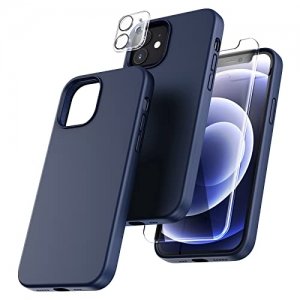 promo TOCOL Coque iPhone 12, Coque iPhone 12 Pro avec 2 Protection D'écran + 2 Protecteur Caméra Arrière, Coque en Silicone Liquide pour iPhone 12/12 Pro 6.1 \