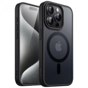 promo JETech Coque Magnétique pour iPhone 15 Pro 6,1 Pouces Compatible avec MagSafe, Etui Translucide Mat Arrière Housse Fine Antichoc (Noir)