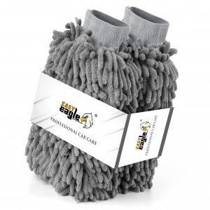 promo EASY EAGLE Gant de Lavage Chenille Microfibre, Gants Kit Nettoyage Voiture, Gris, Lot de 2