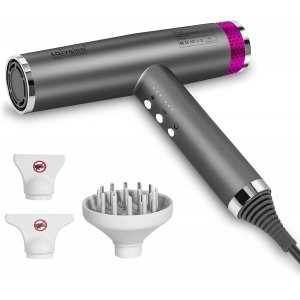 promo Sèche-Cheveux, Sèche Cheveux Ionique Professionnelle 1450W, Technologie D'ions Négatifs, 4 Réglages de Température et 3 Vitesses, Sèche-Cheveux Portable pour La Maison, Voyager, Salon