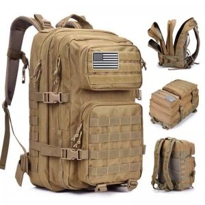 promo Oreunik Sac à dos Tactique Militaire 45L Sac à dos Molle Etanche Grand pack d'assaut pour le(Kaki) Trekking en Plein Air, le Camping, la Randonnée, etc.