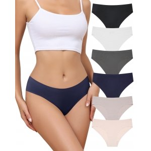 promo Levao Lot de 6 Culotte sans Couture Femme Slip Invisible sous- Vêtements Hipster Doux et Extensible Bikini Culottes Lingerie S-XL