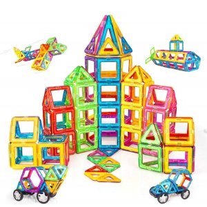 promo Condis Jeux de Aimantés Construction Magnetiques 120 PCS, Jouet pour Fille Garcon Enfants 3 4 5 6 7 Ans Petits Cadeaux Anniversaire Jeux de Societes Educatif Puzzle 3 Ans+