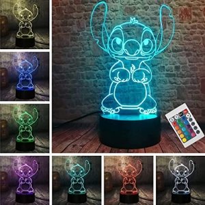 promo LOUHH Lampe Stitch, 3D LED Smart Remote Control Lampe 16 Couleurs NoëL Cadeau Chambre D'Enfant DéCoration Cadeau De Vacances