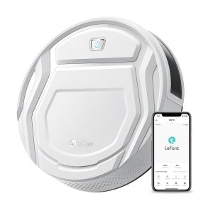 promo Lefant Aspirateur Robot, Robot Aspirateur Autonomie Mince Silencieux, Connecté avec WiFi/Alexa/App, 3 Modes d'aspirations, Programmable, Idéal pour Les Poils d'animaux Tapis Sols Durs, M210 Blanc