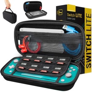 promo Etui pour Nintendo Switch Lite, Deluxe Housse Rigide de Rangement Zippée en Matériau Durable Anti-Choc pour la Console Nintendo Switch Lite (2019) et Ses Accessoires - Noir