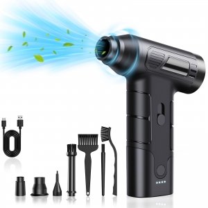 promo KACNON Moteur sans balais 130000tr/min Max, Souffleur PC Air Comprimé, Dépoussiérants Puissants électrique avec Batterie 7600mAh, Mini Air Comprimé Duster pour Clavier,Voiture, PC