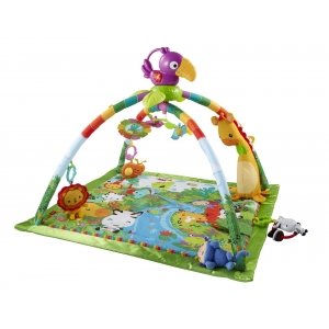 promo Fisher-Price - Tapis de la Jungle - Plus de 10 Jouets d'Éveil pour Bébé - 3 Modes de Jeu - Toucan Amovible - Lavable - Cadeau dès la Naissance, GXC35