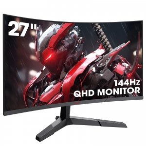 promo KOORUI 27'' Ecran PC Gaming Incurvé 1800R, Moniteur PC Dalle VA, Résolution QHD (2560X1440), 144HZ,1MS, DCI-P3 85%, Lunette Ultra-Mince, Inclinaison réglable, Prend en Charge HDMI/DP