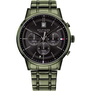 promo Tommy Hilfiger Montre Analogique Multifunction à Quartz pour homme avec Bracelet en Acier Inoxydable Vert - 1791634