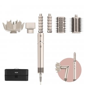 promo Shark FlexStyle 5-en-1 Air Styler & Sèche-cheveux, Boucleurs Auto-Wrap, Brosse Plate, Brosse Ovale, Concentrateur, Diffuseur, Étui de Rangement, sans Dommage Thermique, Champagne HD446SLEU