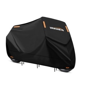 promo VANSHEIM Housse de Moto Exterieur Interieur Housse Moto Impermeable Housse Protection Moto Hiver Bâche Moto Extérieur Bâche pour Scooter 420D Oxford Tissu Contre la Pluie, Les Rayons UV 245x105x125cm