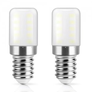 promo DiCUNO Ampoule LED réfrigérateur E14, Blanc froid 6000K, 3W remplace l'ampoule halogène 30W pour réfrigérateur, 300lm, Petit culot à vis lampe LED pour frigo, hotte, machine à coudre, 2 Unité