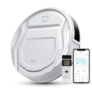 promo Lefant Aspirateur Robot avec Télécommande, 2200Pa Robot Aspirateur Autonomie Mince Silencieux, Connecté avec WiFi/Alexa/App, Programmable, Idéal pour Les Poils d'animaux Tapis Sols Durs, M210 Blanc