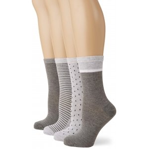 promo DIM Chaussettes Femme EcoDIM Style Coton & Confort x4, Gris Moyen Mel/Gris Clair Mel, Taille unique