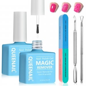 promo 15 ml *2 Dissolvant de Vernis à Ongles en Gel,Remover Vernis Semi Permanent Avec Limes à Ongles et Grattoir à Cuticules,Outil De Dissolvant De Vernis A Ongles En Gel,Dissolvant Et Rapide 3 à 5 Minutes